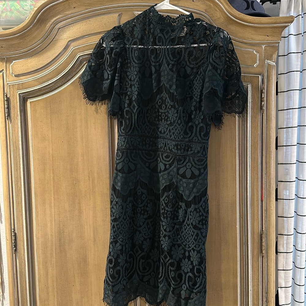 Emerald green lace overlay dress size medium